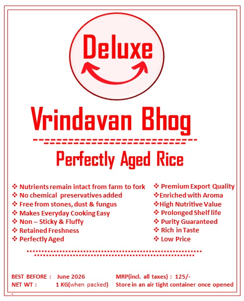 Deluxe Vrindavan Bhog-Perfectly Aged Rice(1 kg) – Rajco Group